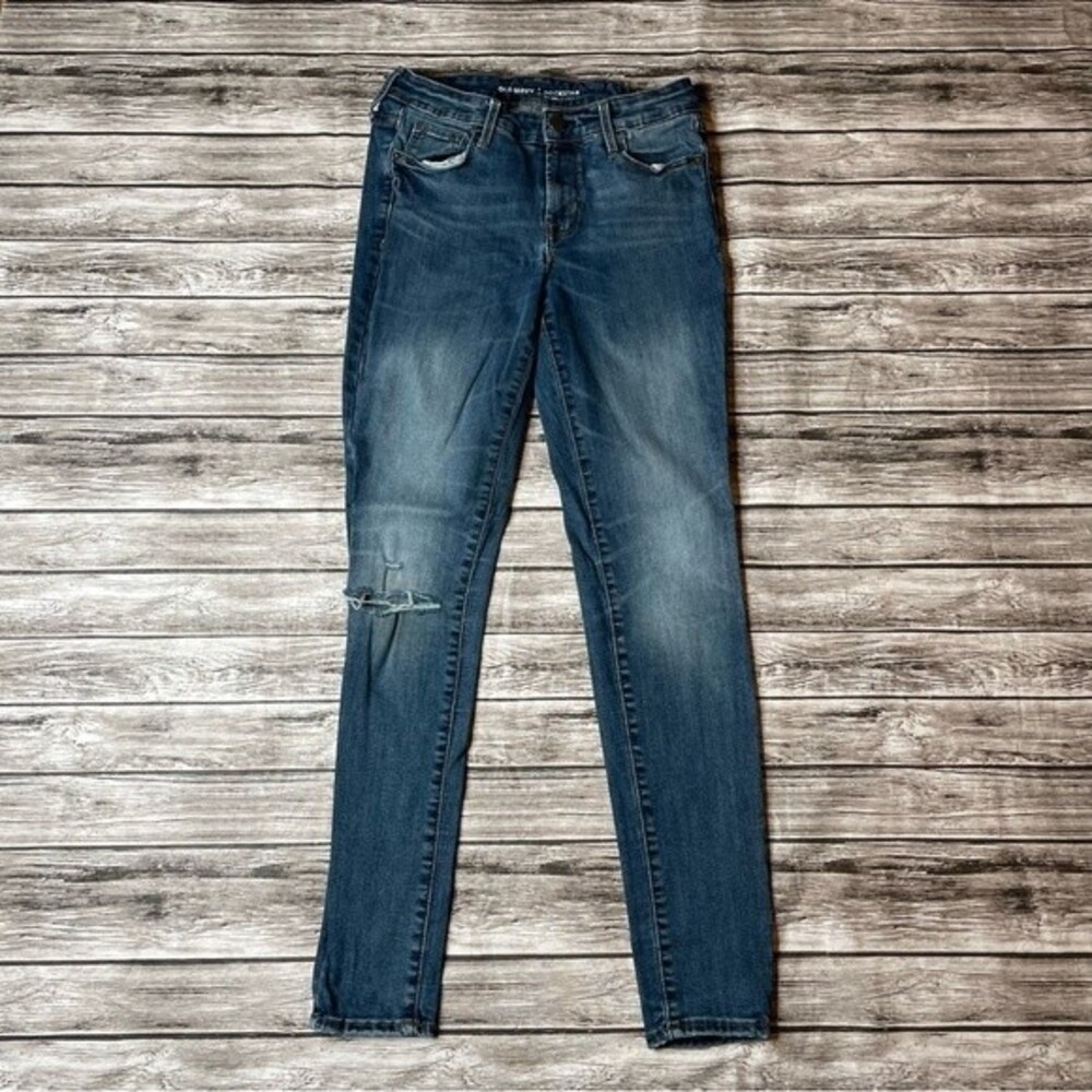 Women's Old Navy Rockstar Skinny Jeans 4 Medium Blue Denim Distressed